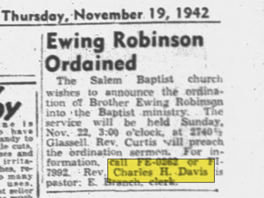 Ewing Robinson Ordained (Nov. 19, 1942)