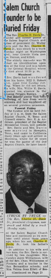Salem Church Founder to be Buried Friday (part 1)