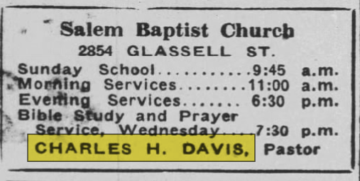 Salem Baptist Church service schedule