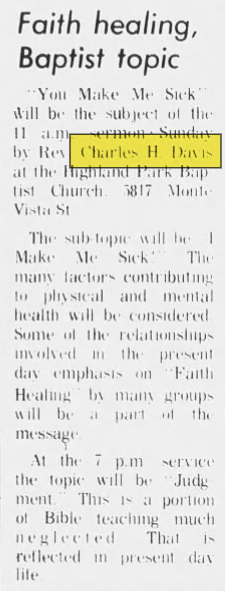 Faith healing, Baptist topic